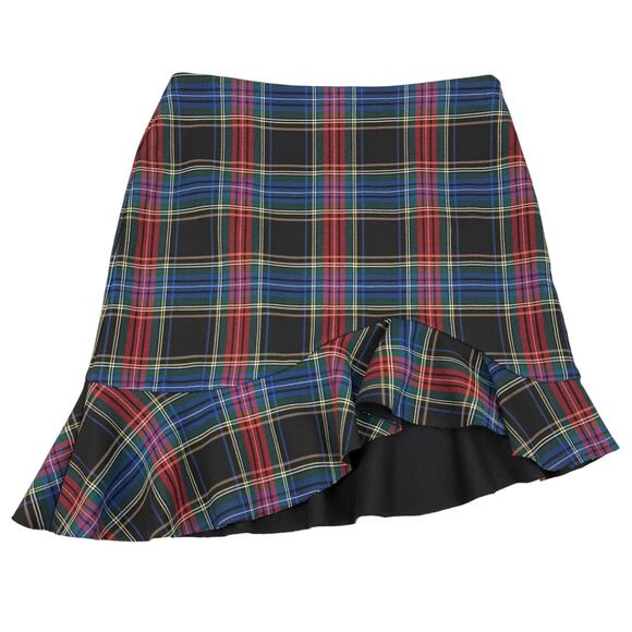 NWT ZARA Tartan Plaid Asymmetrical Ruffle Hem Skirt Sz Small - Picture 3 of 7